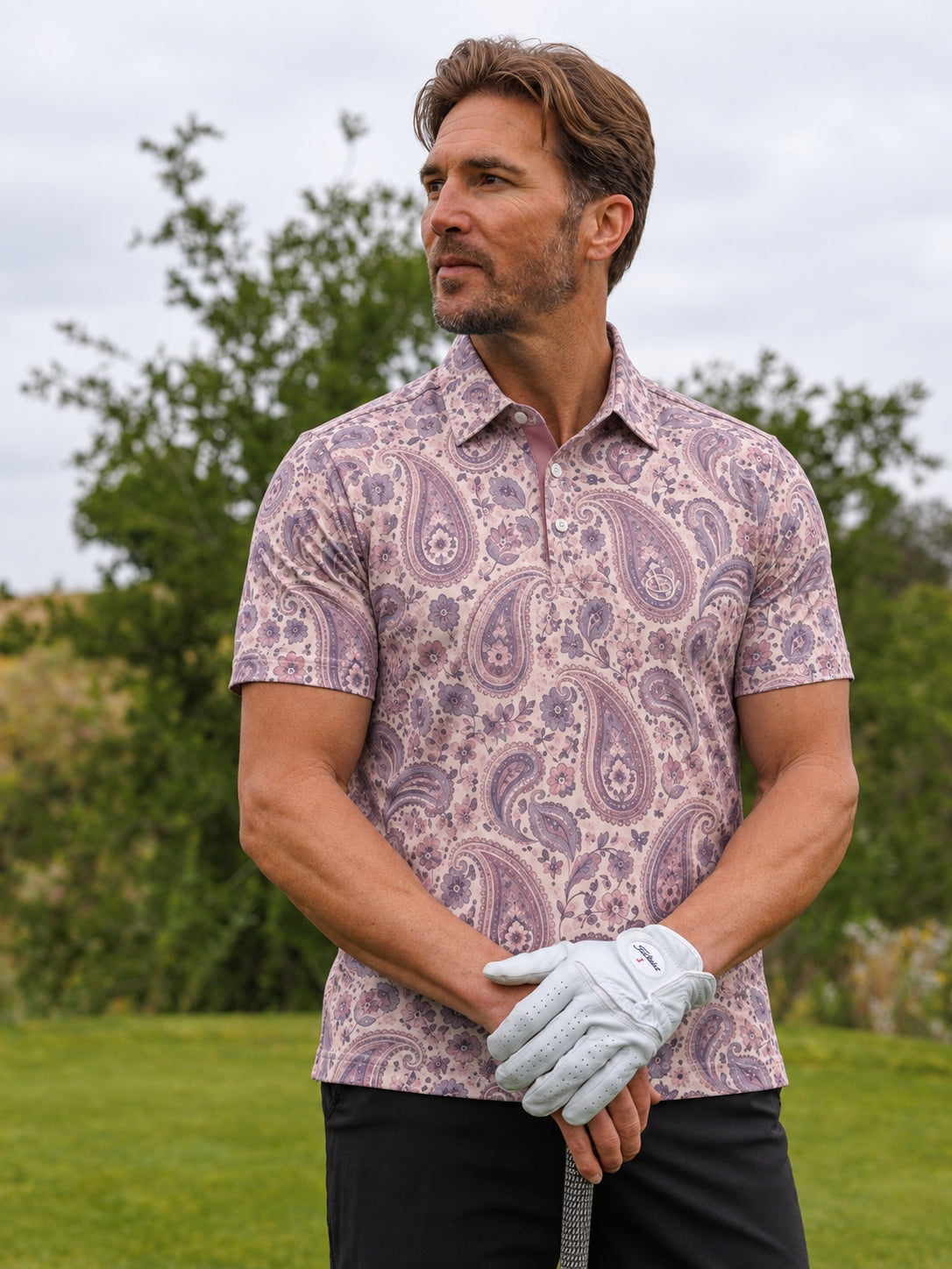 Blush Paisley Golf Polo