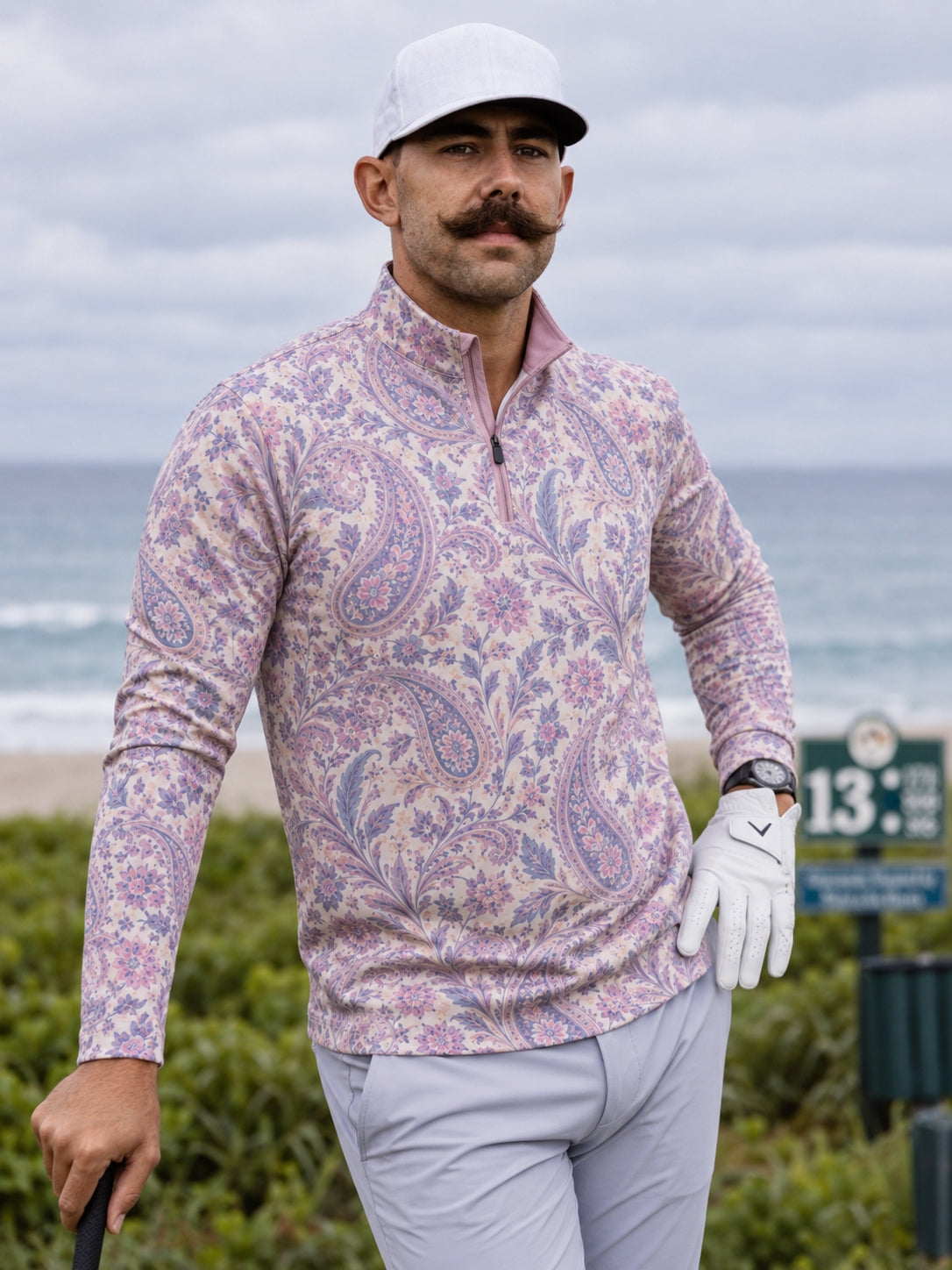 Lavender Paisley Quarter-Zip Pullover