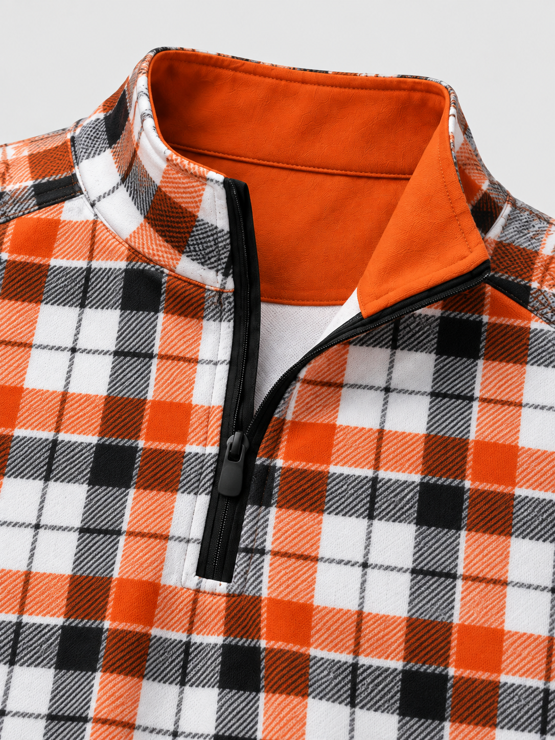 Autumn Orange Plaid Performance Quarter-Zip Pullover
