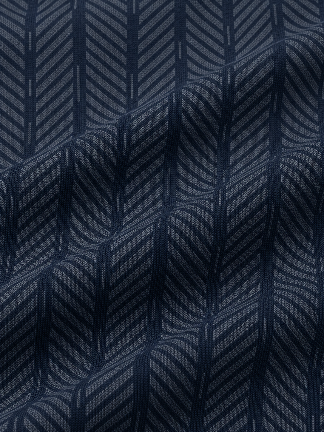 Navy Blue Herringbone Print Performance Golf Quarter-Zip Pullover