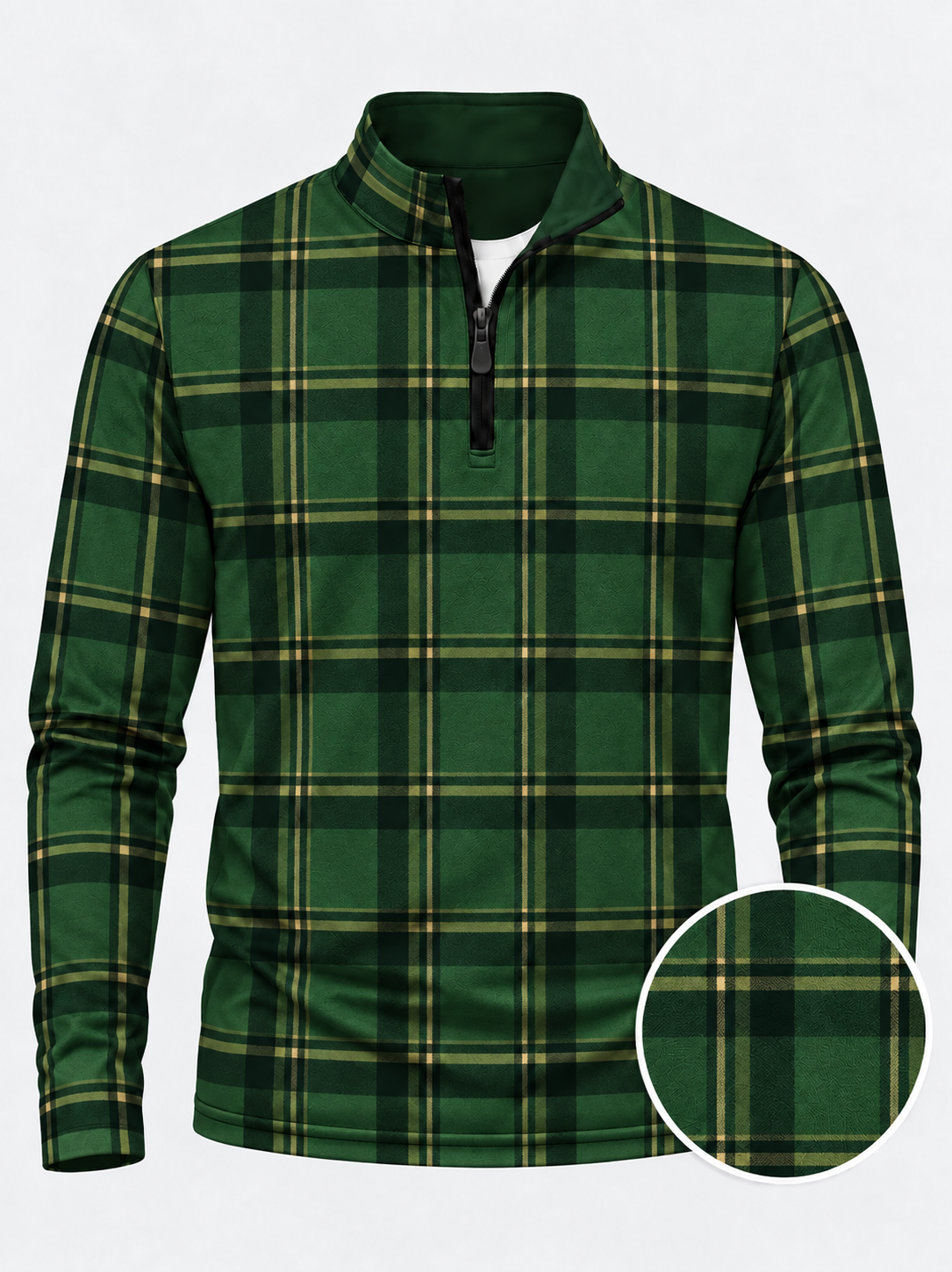 Forest Green Tartan Plaid Performance Golf Quarter-Zip Pullover
