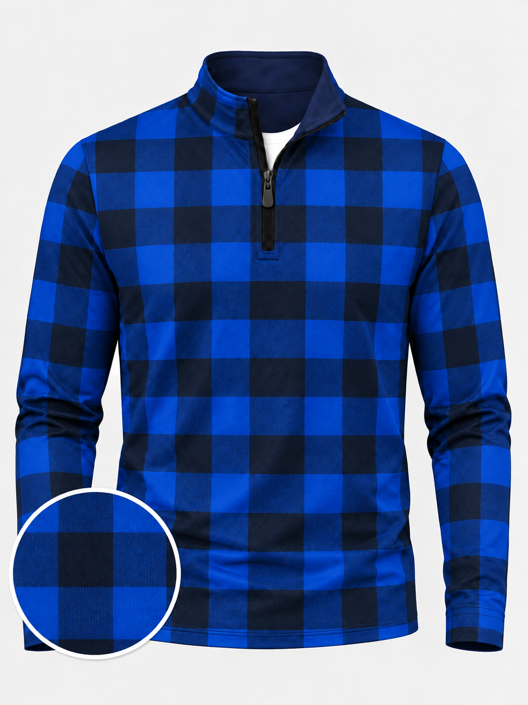 Blue Buffalo Check Performance Golf Quarter-Zip Pullover