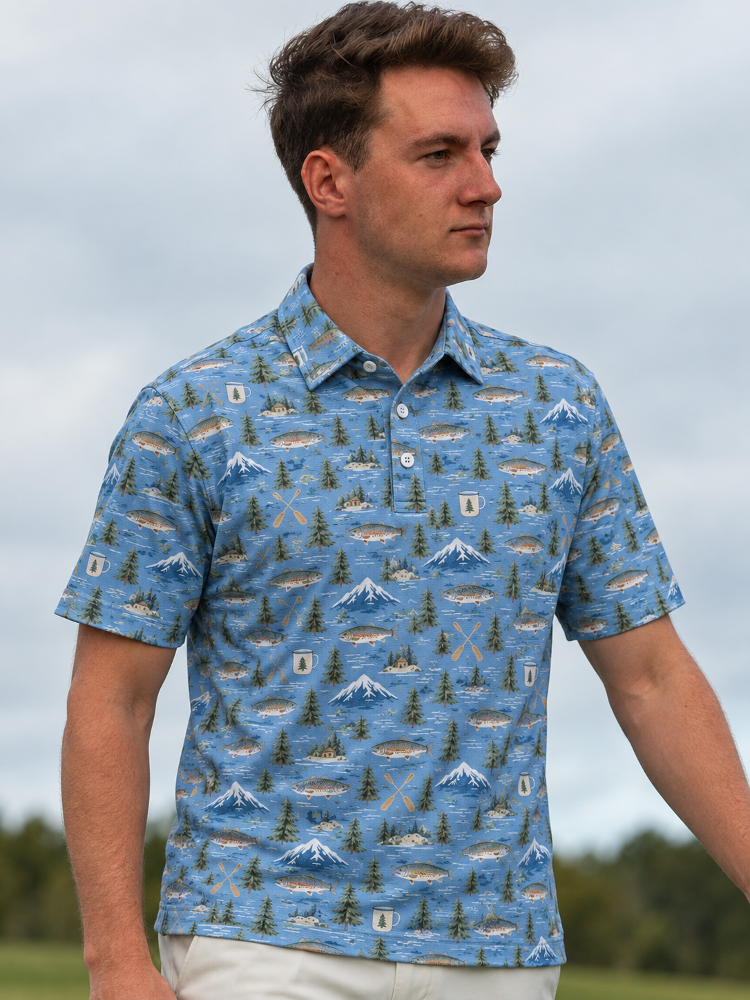 Mountain Lake Fishing Polo