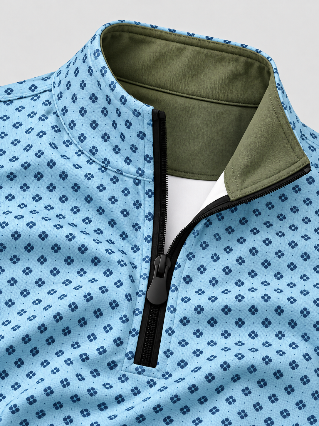 Sky Blue Floral Performance Golf Quarter-Zip Pullover