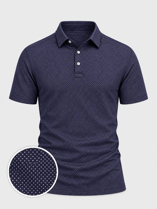 Navy Micro Dot Performance Golf Polo