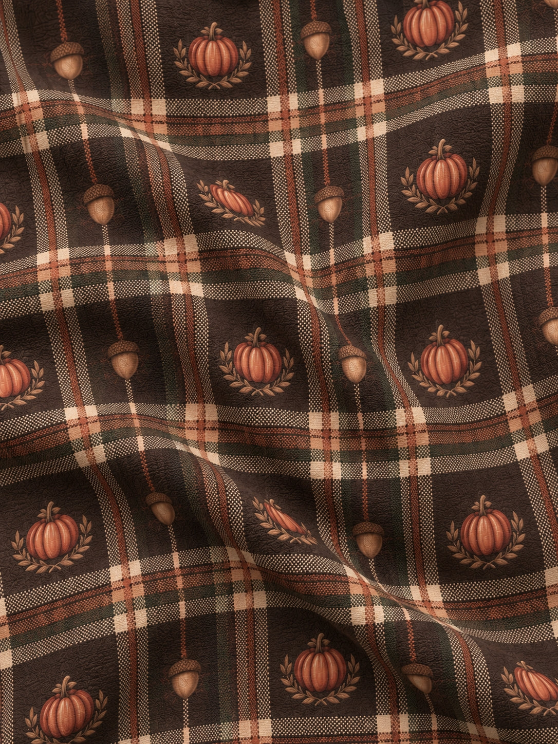 Thanksgiving Pumpkin Acorn Plaid Performance Golf Quarter-Zip Pullover