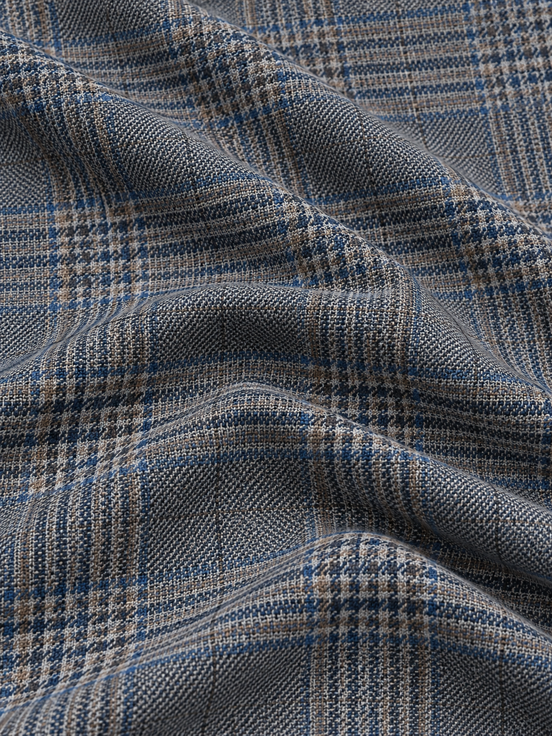 Blue Gray Plaid Performance Golf Quarter-Zip Pullover