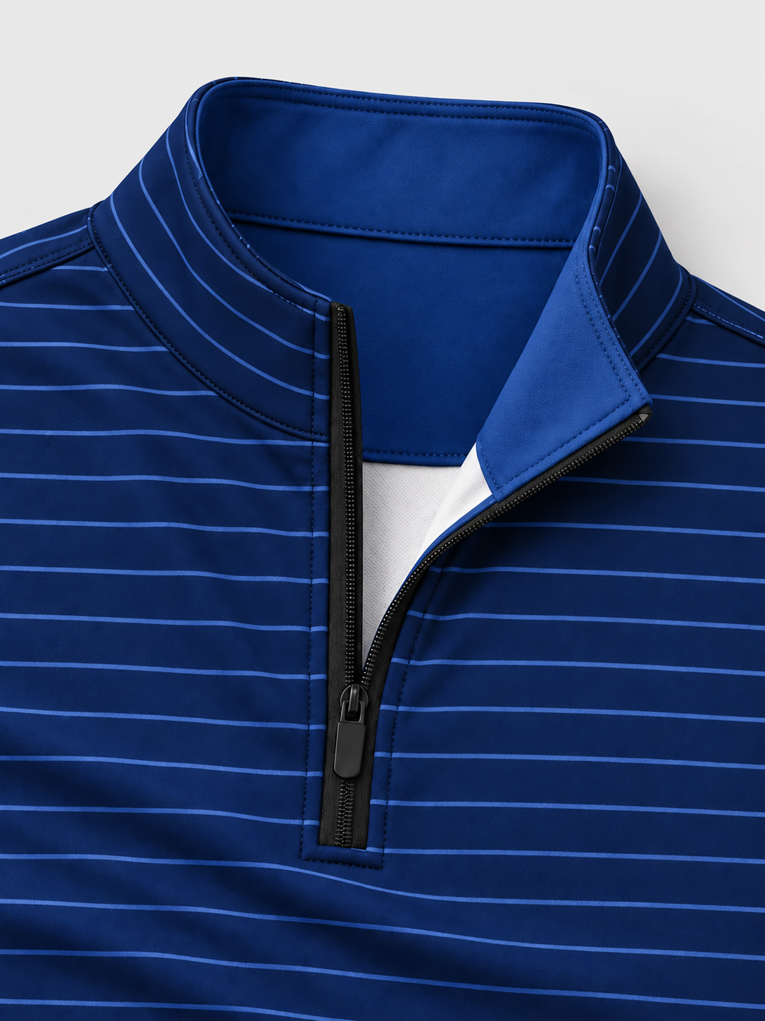Royal Blue Fine Stripe Performance Quarter-Zip Pullover