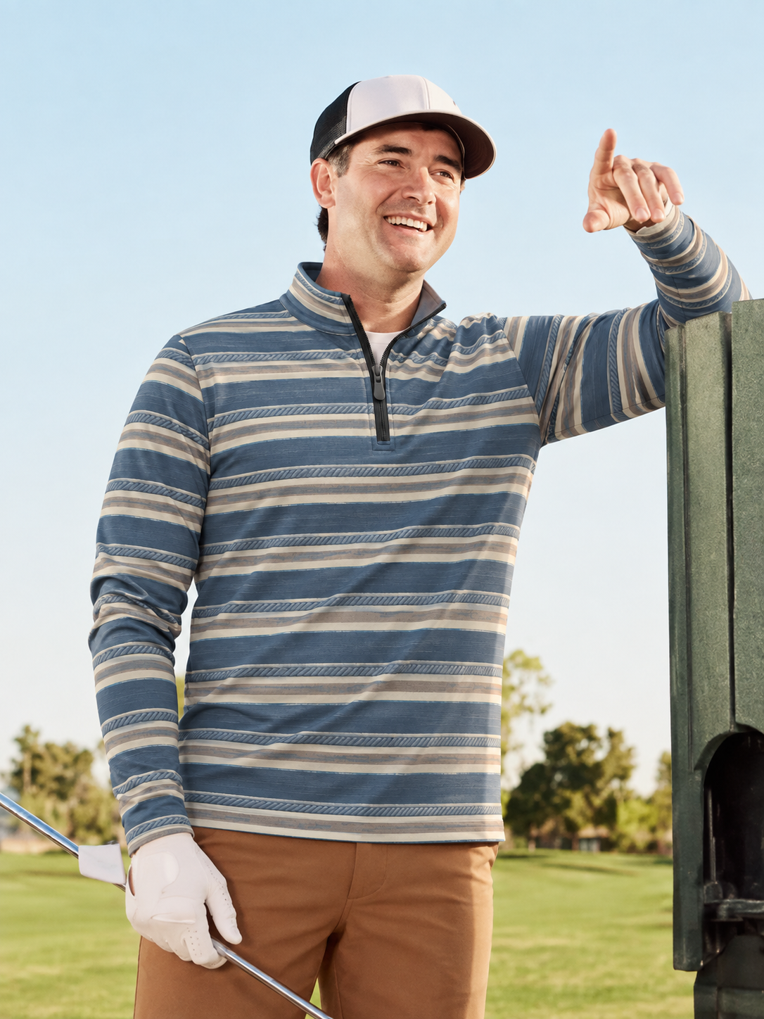 Coastal Rope Stripe Performance Quarter-Zip Pullover