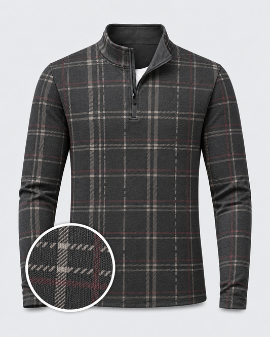 Charcoal Heritage Plaid Quarter-Zip Pullover