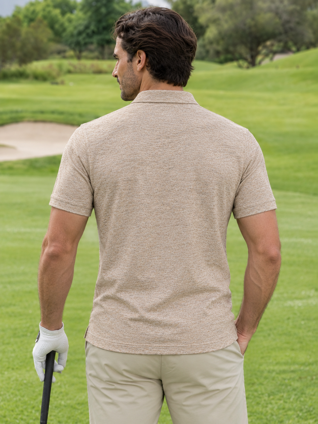 Oatmeal Heather Performance Golf Polo