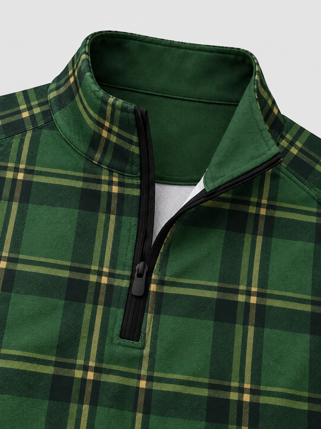 Forest Green Tartan Plaid Performance Golf Quarter-Zip Pullover