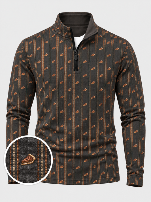 Vintage Pumpkin Pie Stripe Print Performance Golf Quarter-Zip Pullover