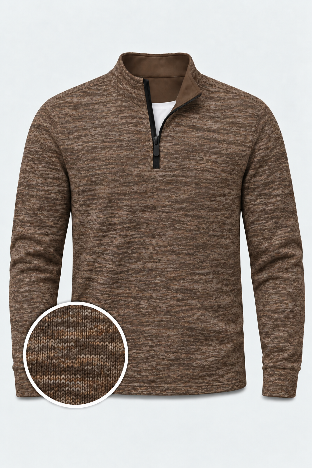 Walnut Slub-Knit Performance Golf Quarter-Zip Pullover