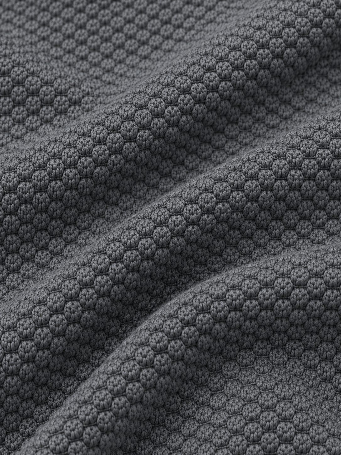 Charcoal Gray Waffle Texture Print Performance Golf Quarter-Zip Pullover