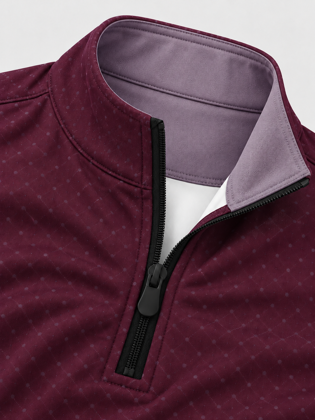 Deep Plum Purple Micro Dot Print Performance Golf Quarter-Zip Pullover