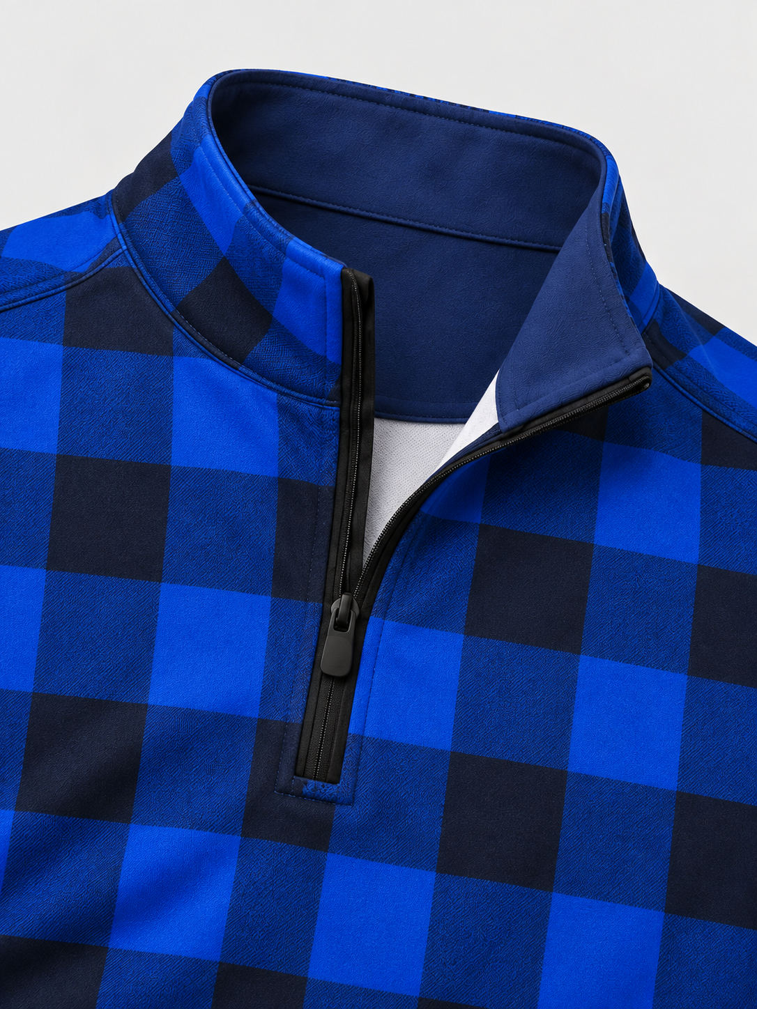 Blue Buffalo Check Performance Golf Quarter-Zip Pullover