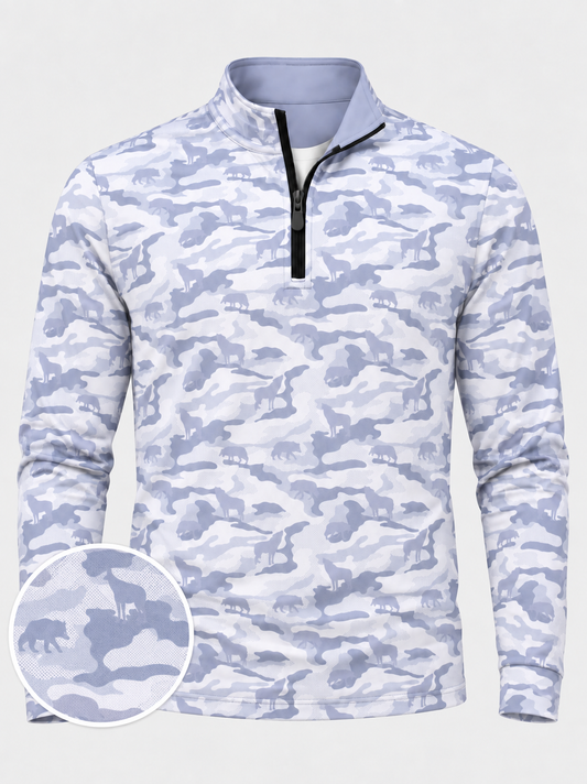 Ice Blue Snow Camo Golf Quarter-Zip Pullover