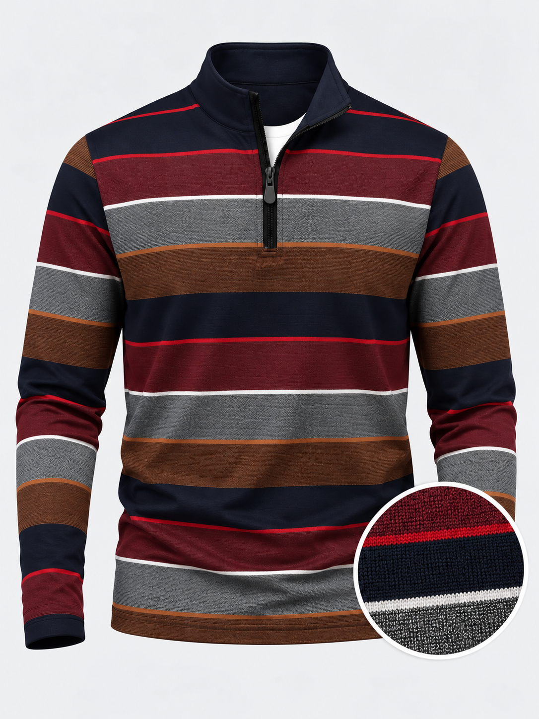Burgundy Charcoal and Copper Color-Block Performance Golf Quarter-Zip Pullover
