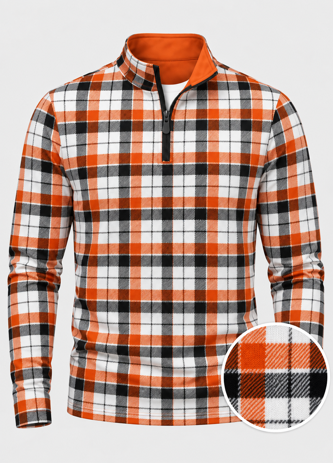 Autumn Orange Plaid Performance Quarter-Zip Pullover