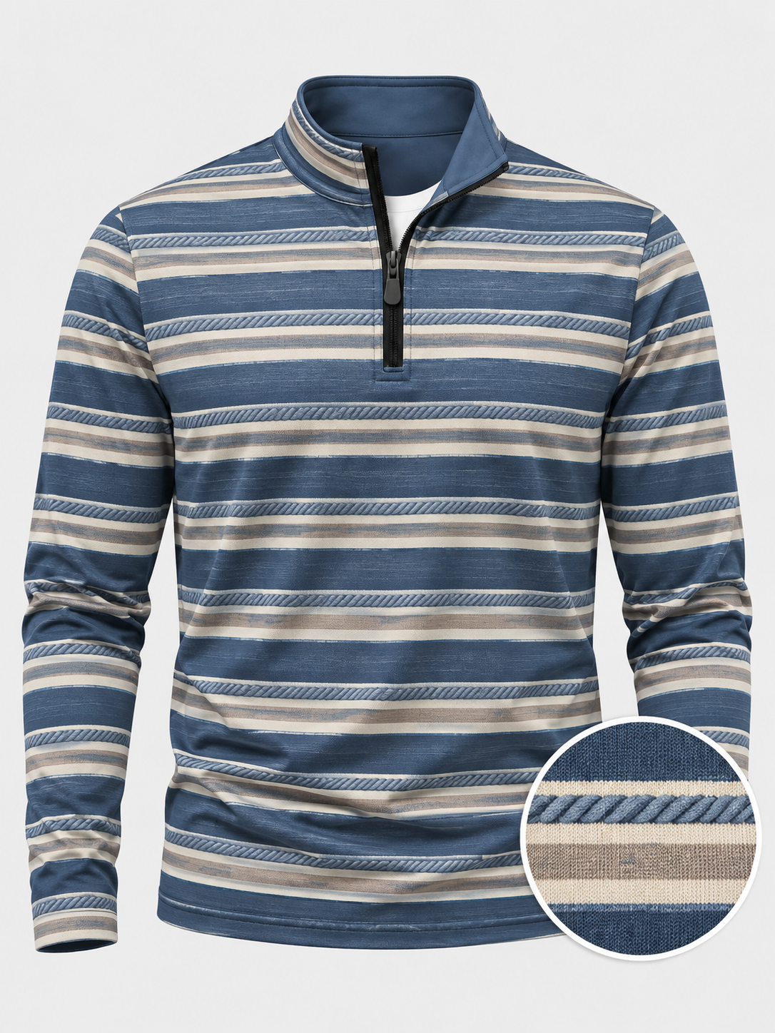 Coastal Rope Stripe Performance Quarter-Zip Pullover