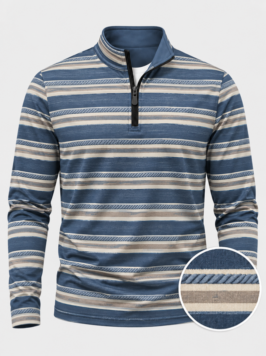 Coastal Rope Stripe Performance Quarter-Zip Pullover