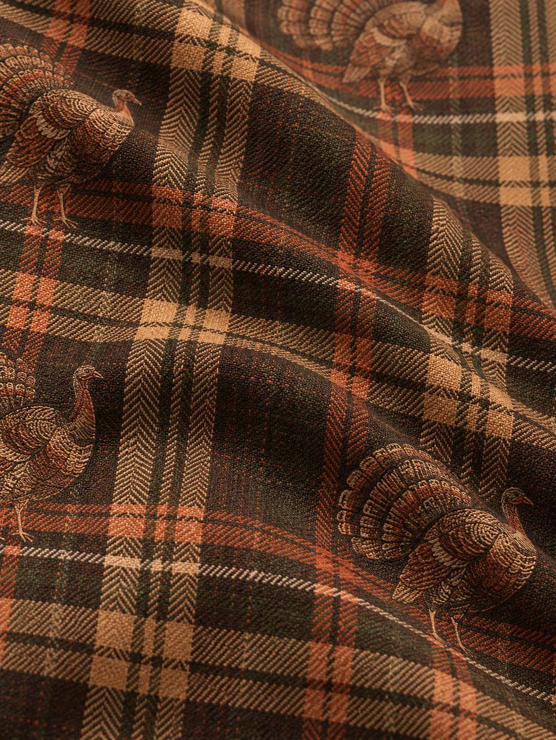 Vintage Thanksgiving Turkey Plaid Print Performance Golf Quarter-Zip Pullover