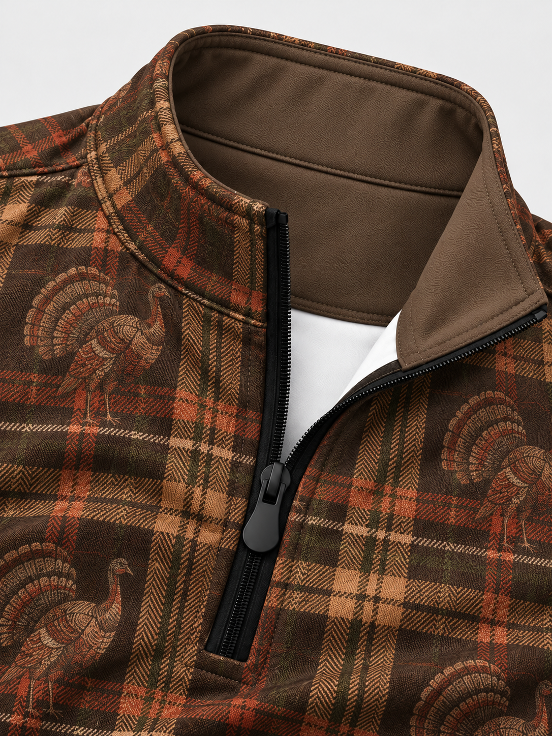 Vintage Thanksgiving Turkey Plaid Print Performance Golf Quarter-Zip Pullover
