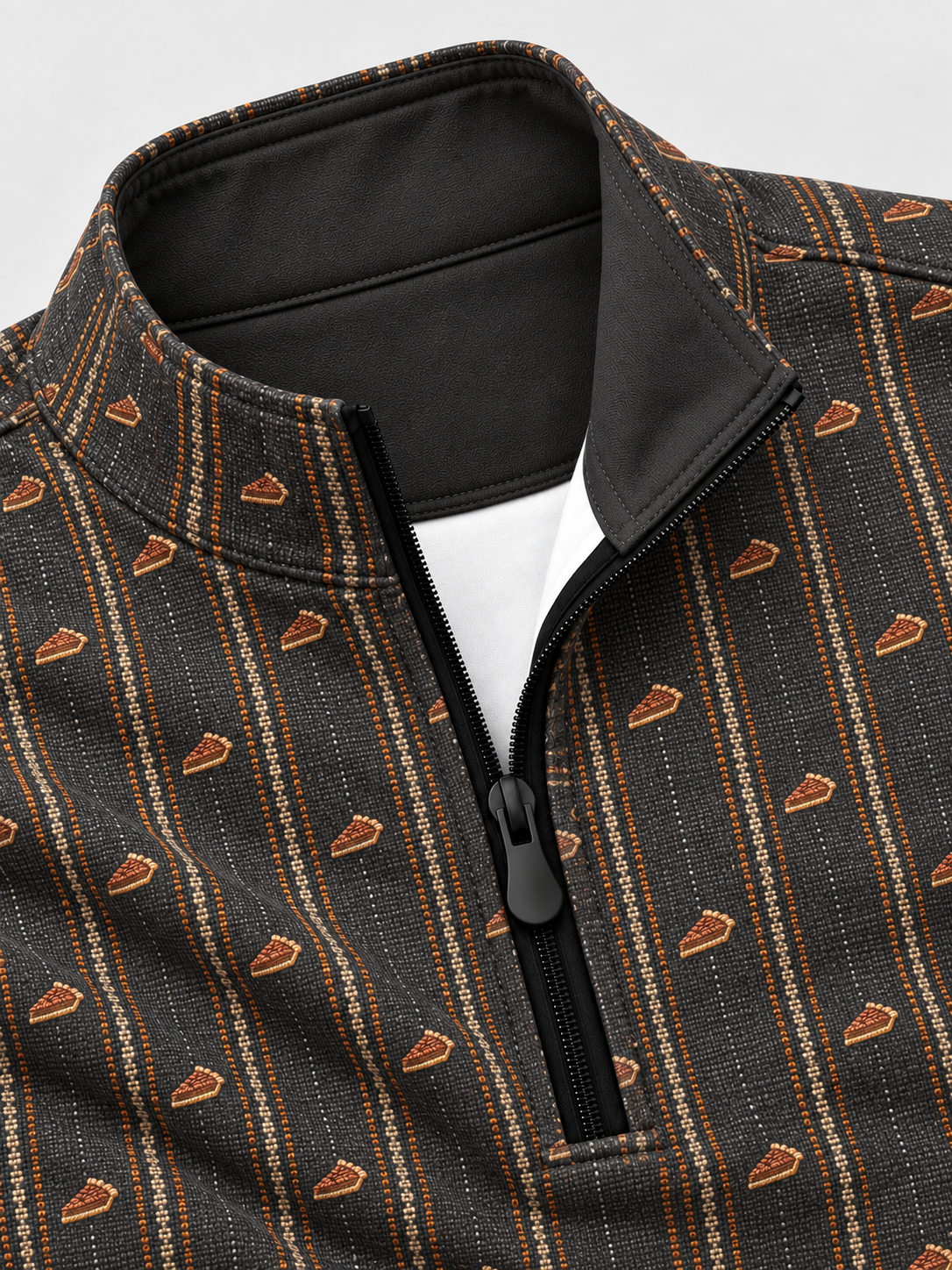 Vintage Pumpkin Pie Stripe Print Performance Golf Quarter-Zip Pullover