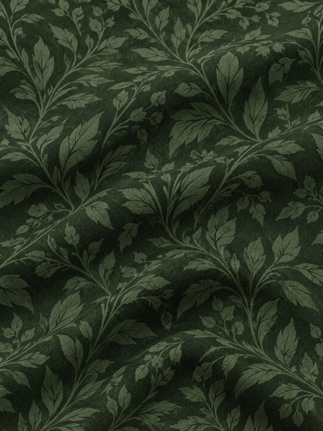 Dark Forest Green Botanical Print Performance Golf Quarter-Zip Pullover