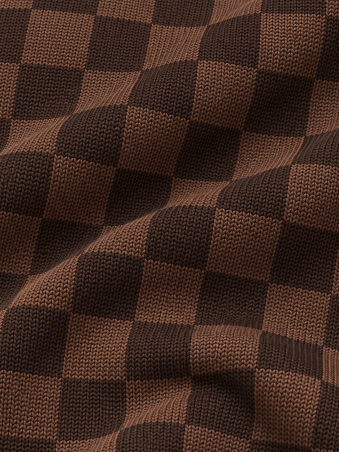 Vintage Chocolate Brown Checkerboard Golf Quarter-Zip Pullover
