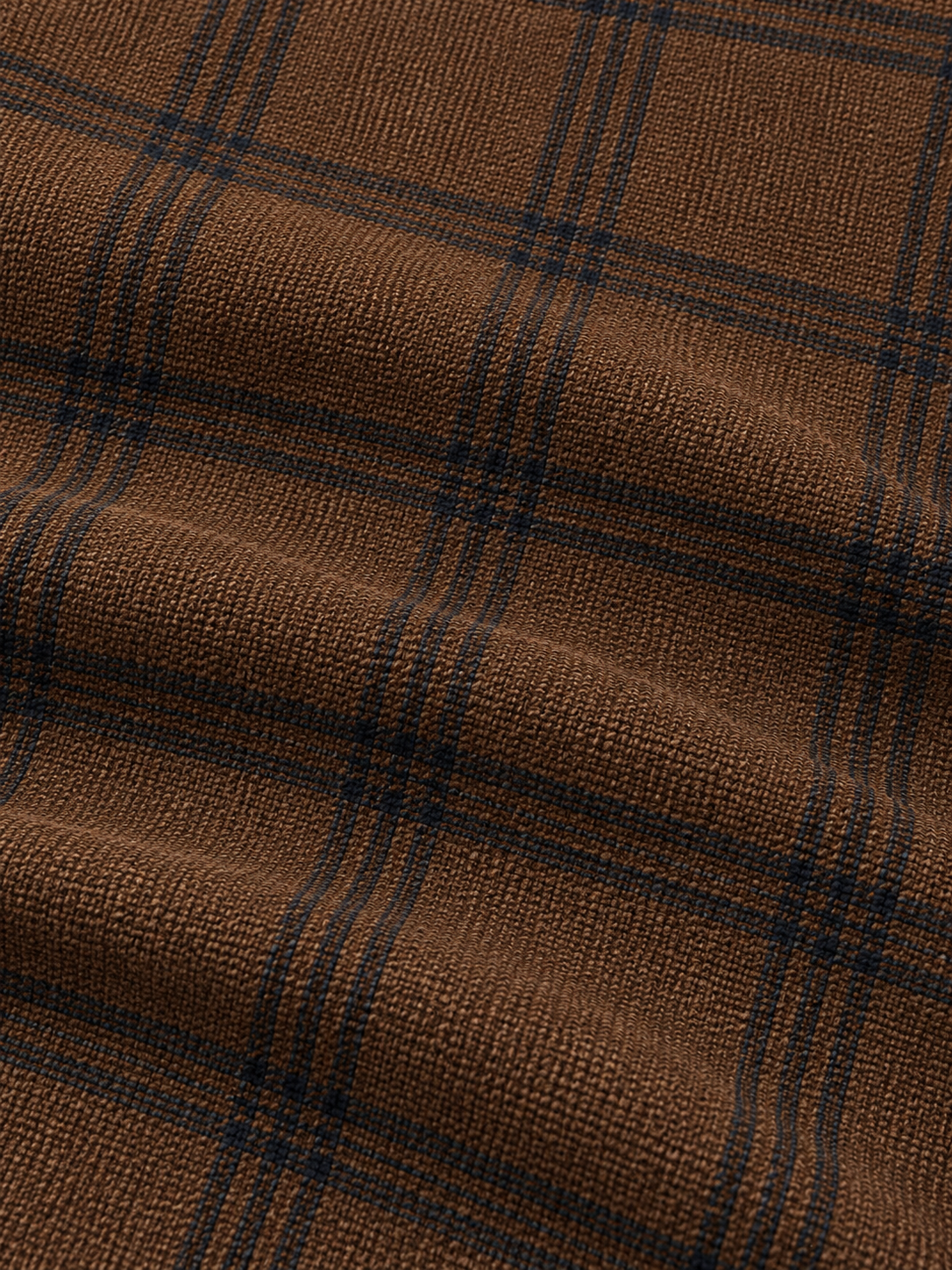 Rich Brown Windowpane Plaid Print Performance Golf Quarter-Zip Pullover