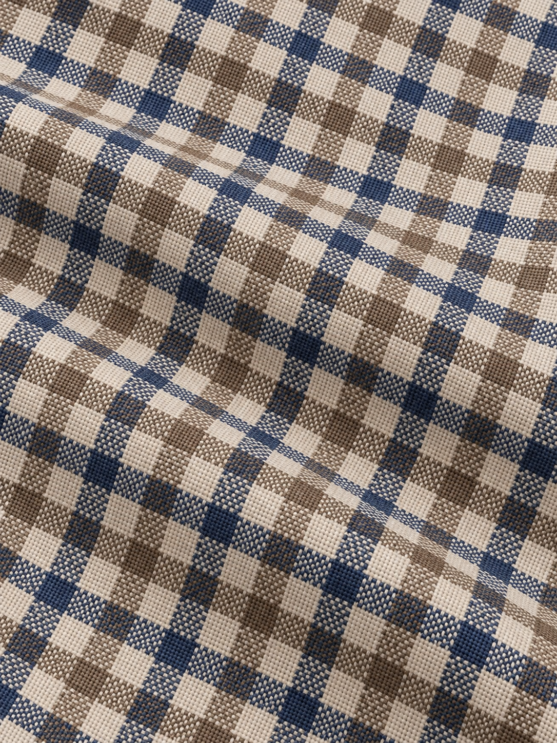 Navy Blue & Taupe Micro Check Print Performance Golf Quarter-Zip Pullover