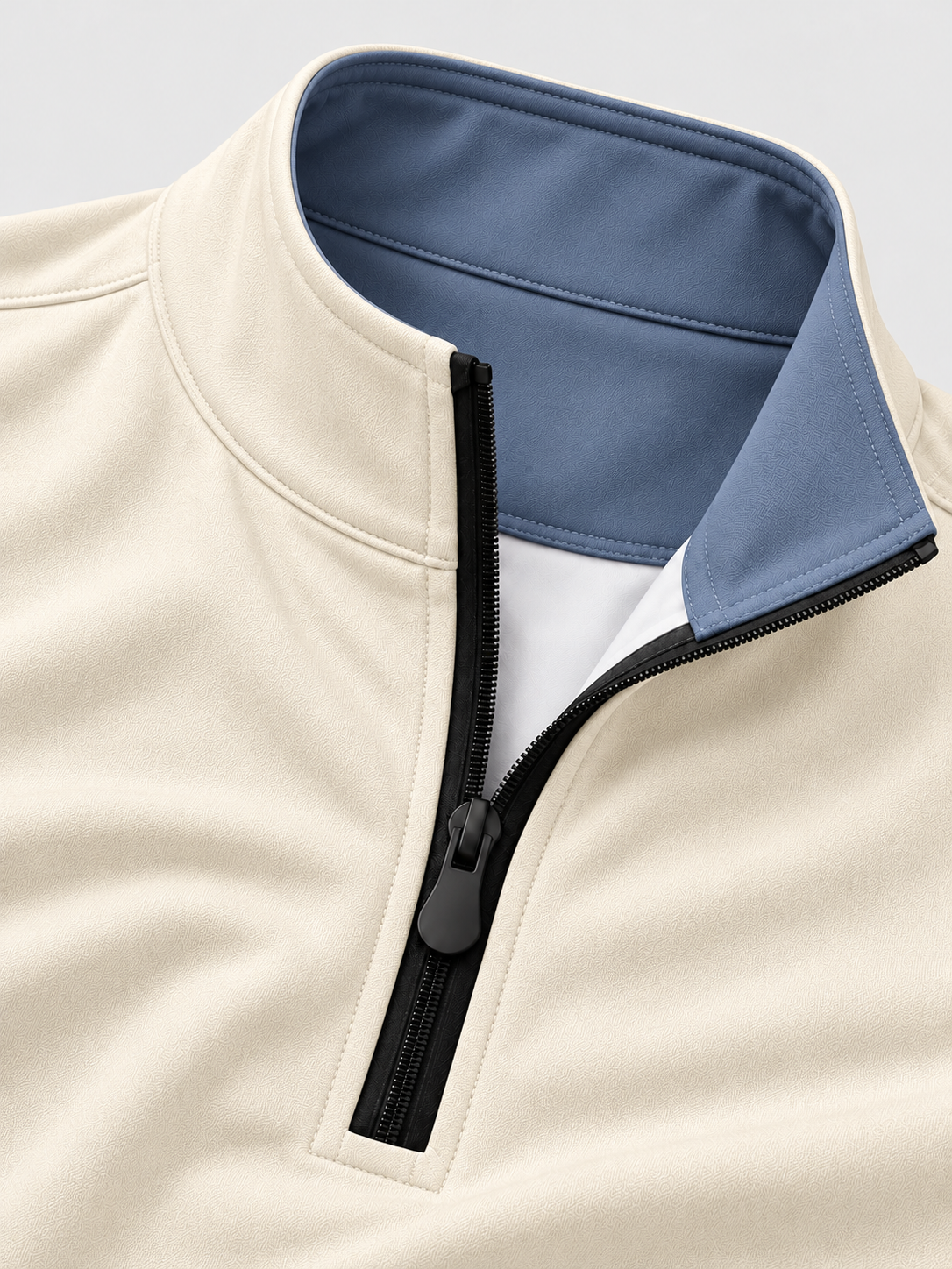 Ivory Cream Solid Color Print Performance Golf Quarter-Zip Pullover