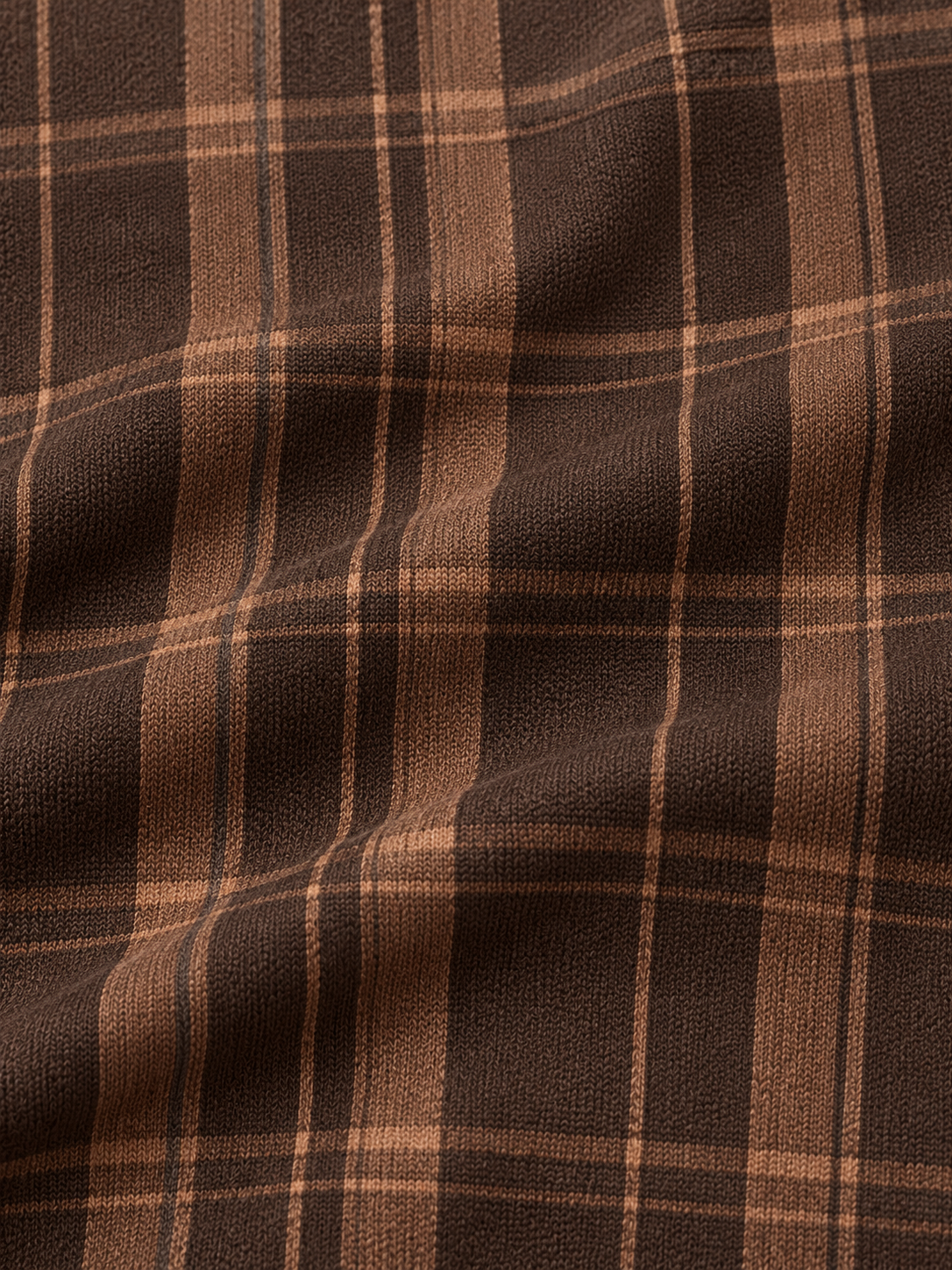 Mocha Brown Layered Plaid Print Performance Golf Quarter-Zip Pullover