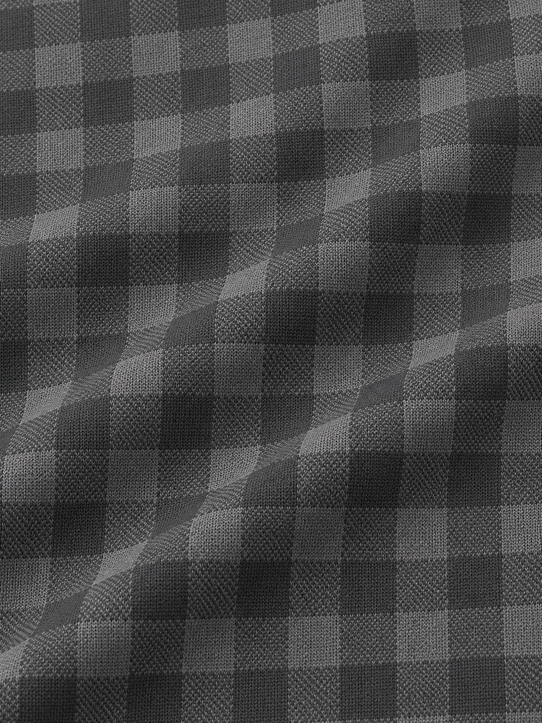 Charcoal Gray Gingham Check Print Performance Golf Quarter-Zip Pullover