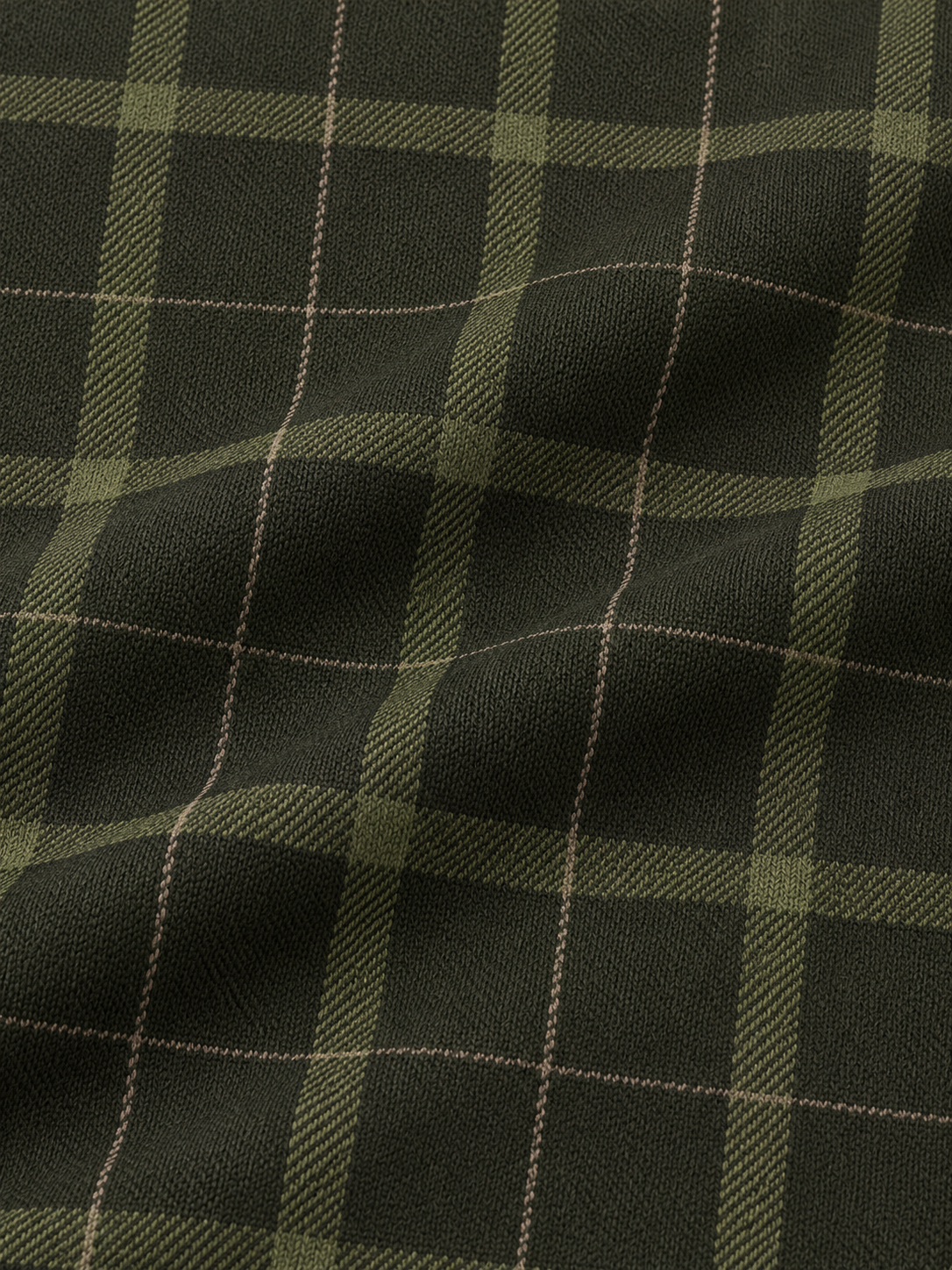 Dark Olive Green Heritage Plaid Print Performance Golf Quarter-Zip Pullover