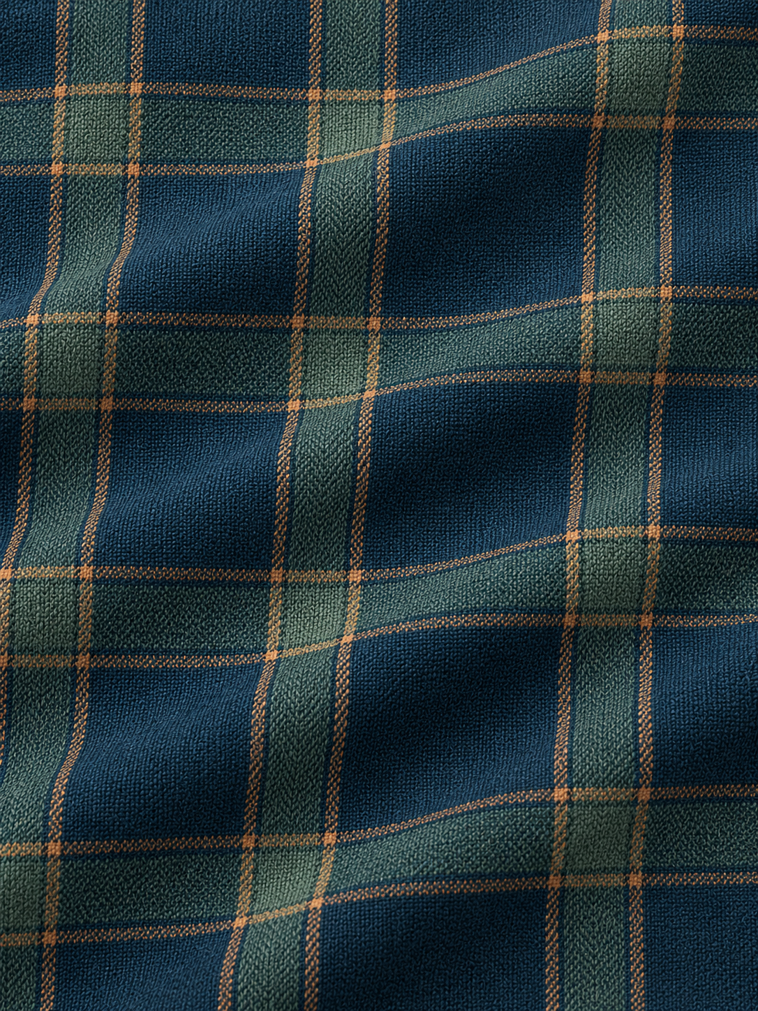 Deep Teal Blue Heritage Plaid Print Performance Golf Quarter-Zip Pullover