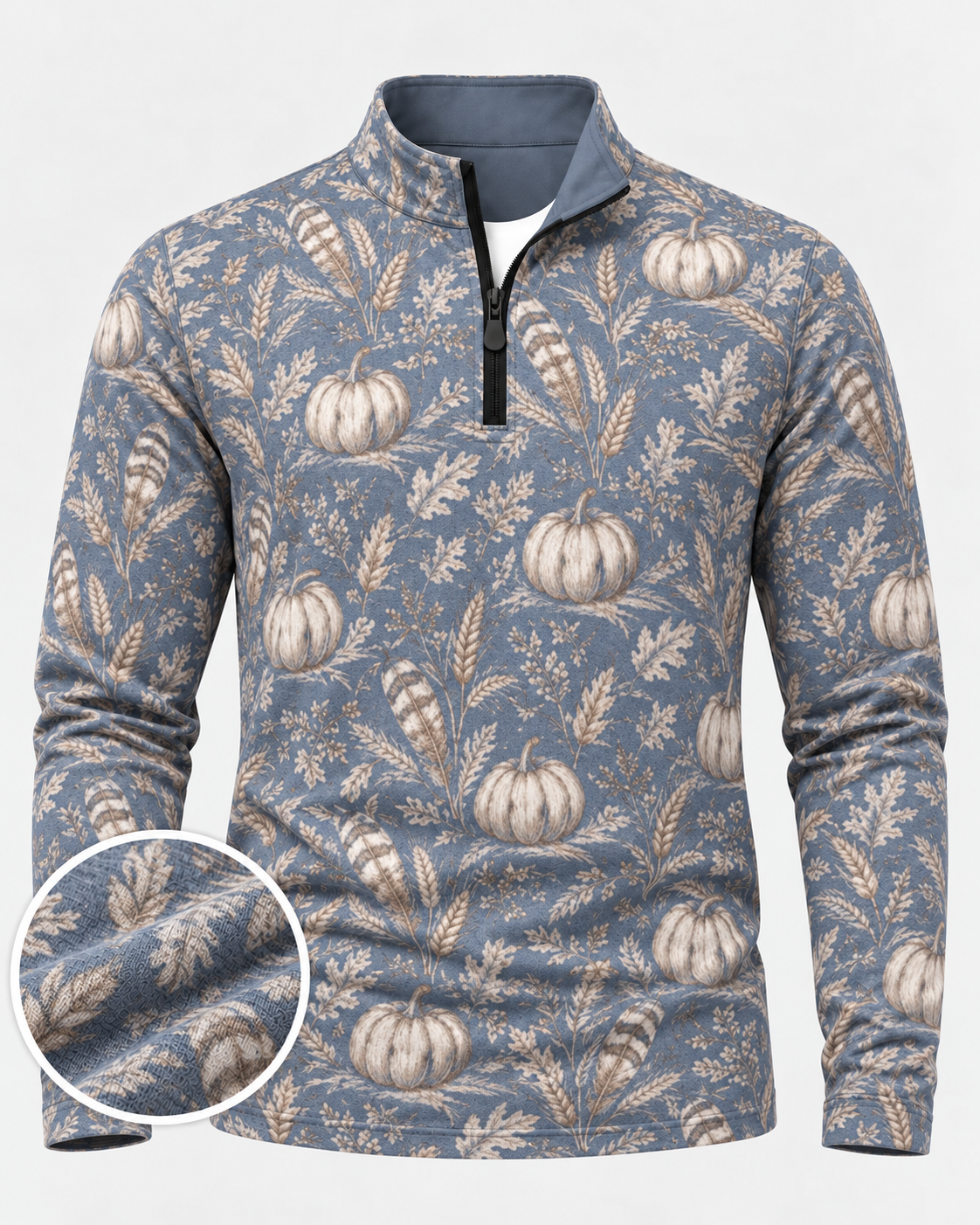 Dusty Blue Pumpkin Performance Golf Quarter-Zip Pullover