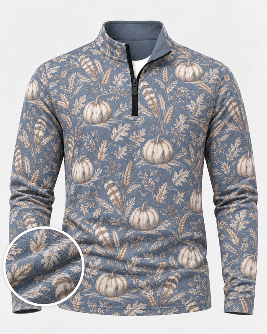 Dusty Blue Pumpkin Performance Golf Quarter-Zip Pullover