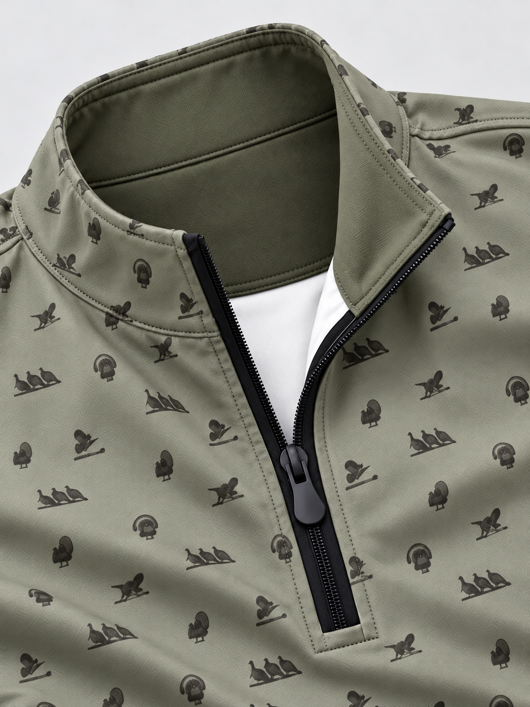 Sage Green Turkey Print Performance Golf Quarter-Zip Pullover