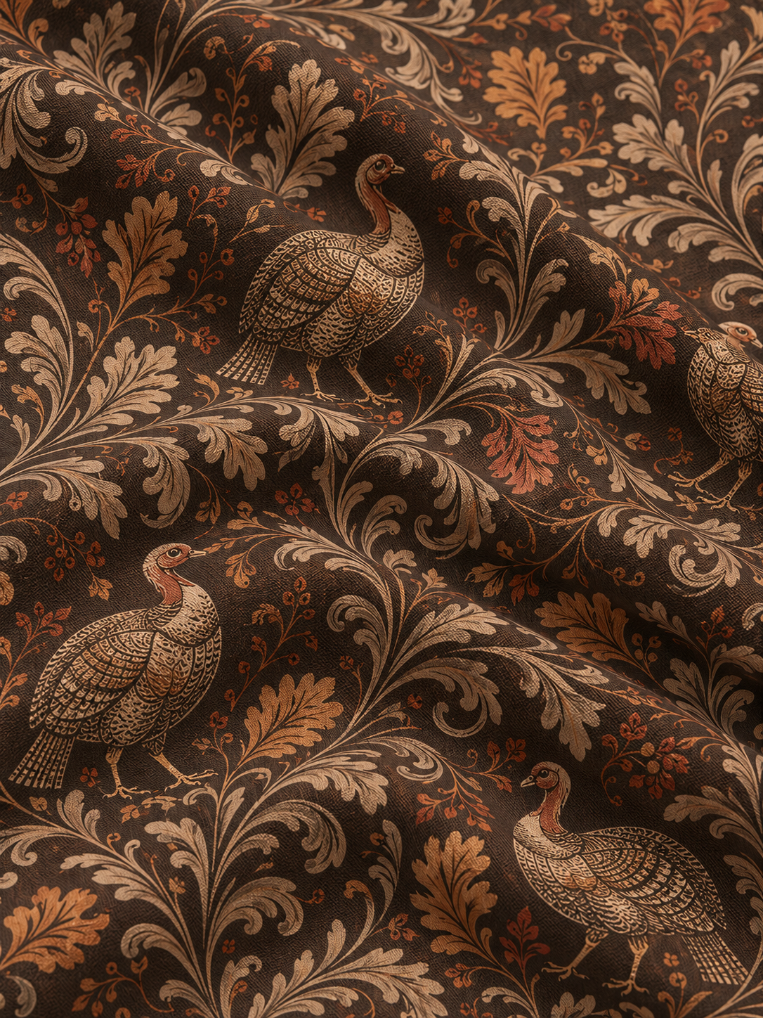 Dark Brown Vintage Turkey Print Performance Golf Quarter-Zip Pullover