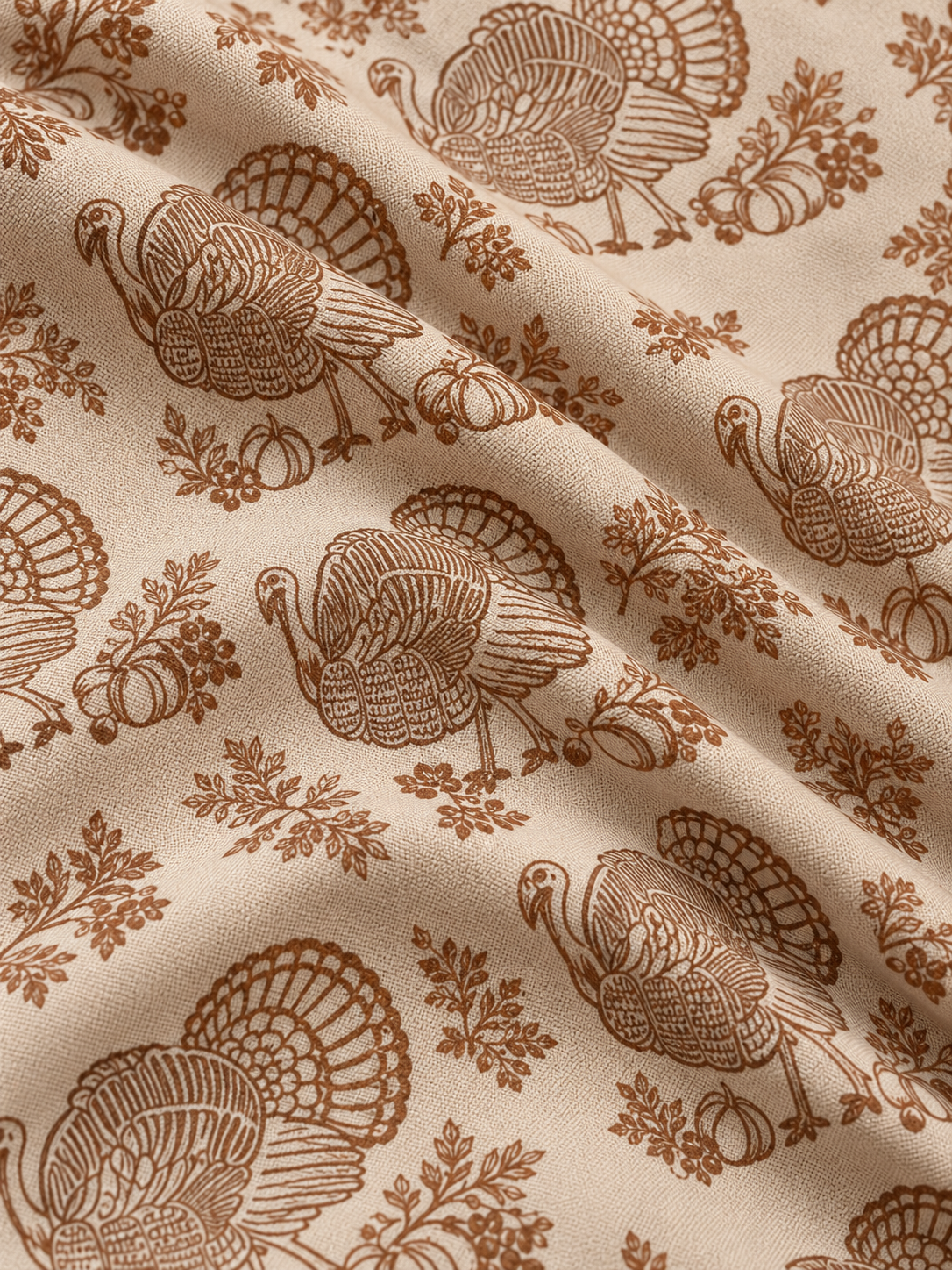 Beige Vintage Turkey Print Performance Golf Quarter-Zip Pullover