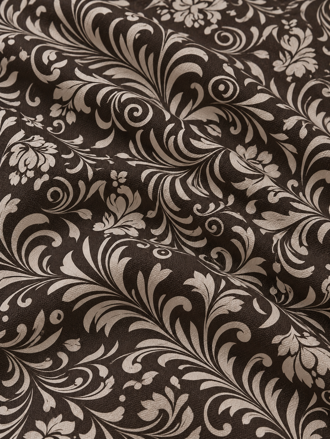 Dark Brown Vintage Floral Print Performance Golf Quarter-Zip Pullover