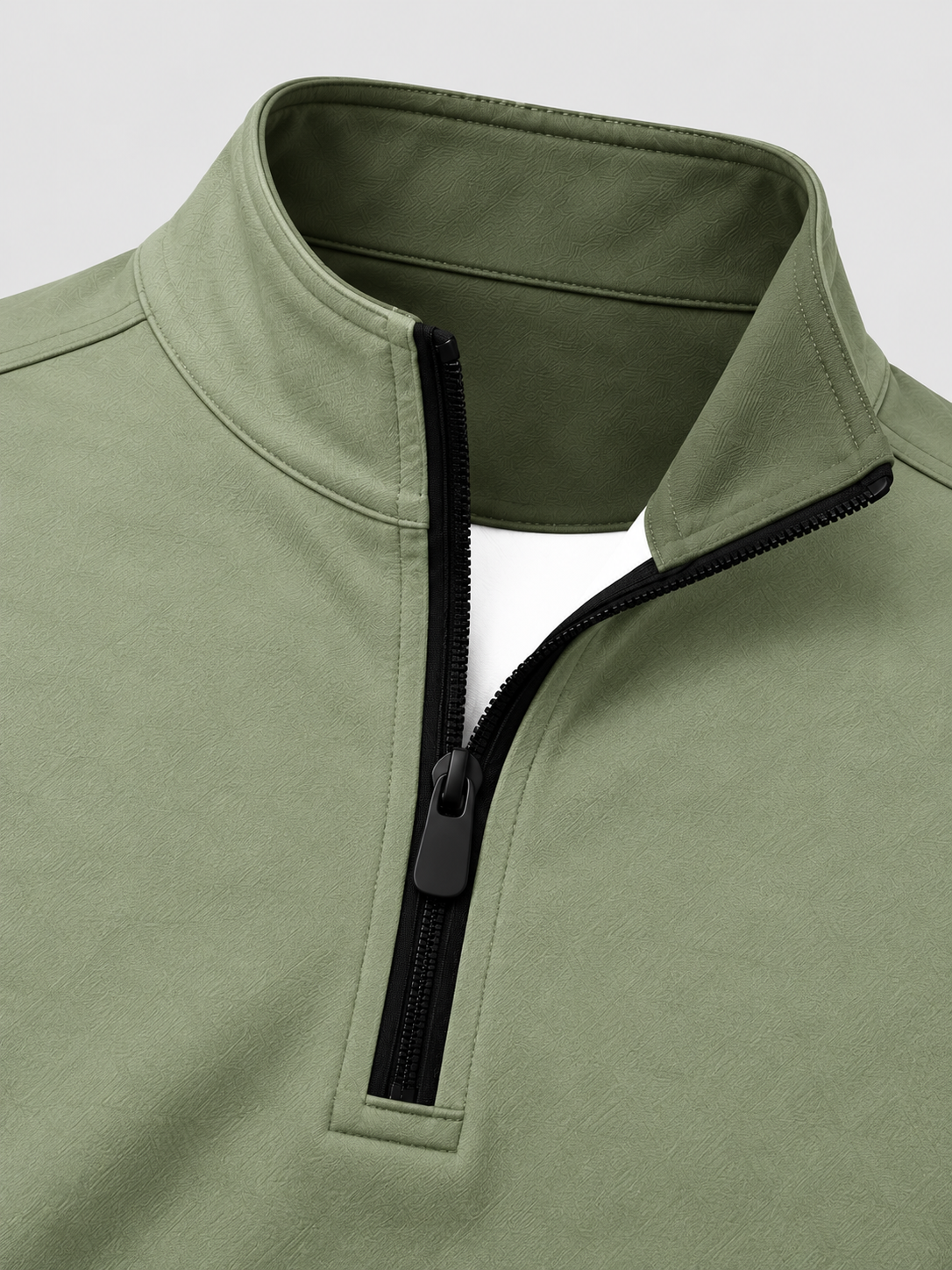 Sage Green Textured Performance Golf Quarter-Zip Pullover