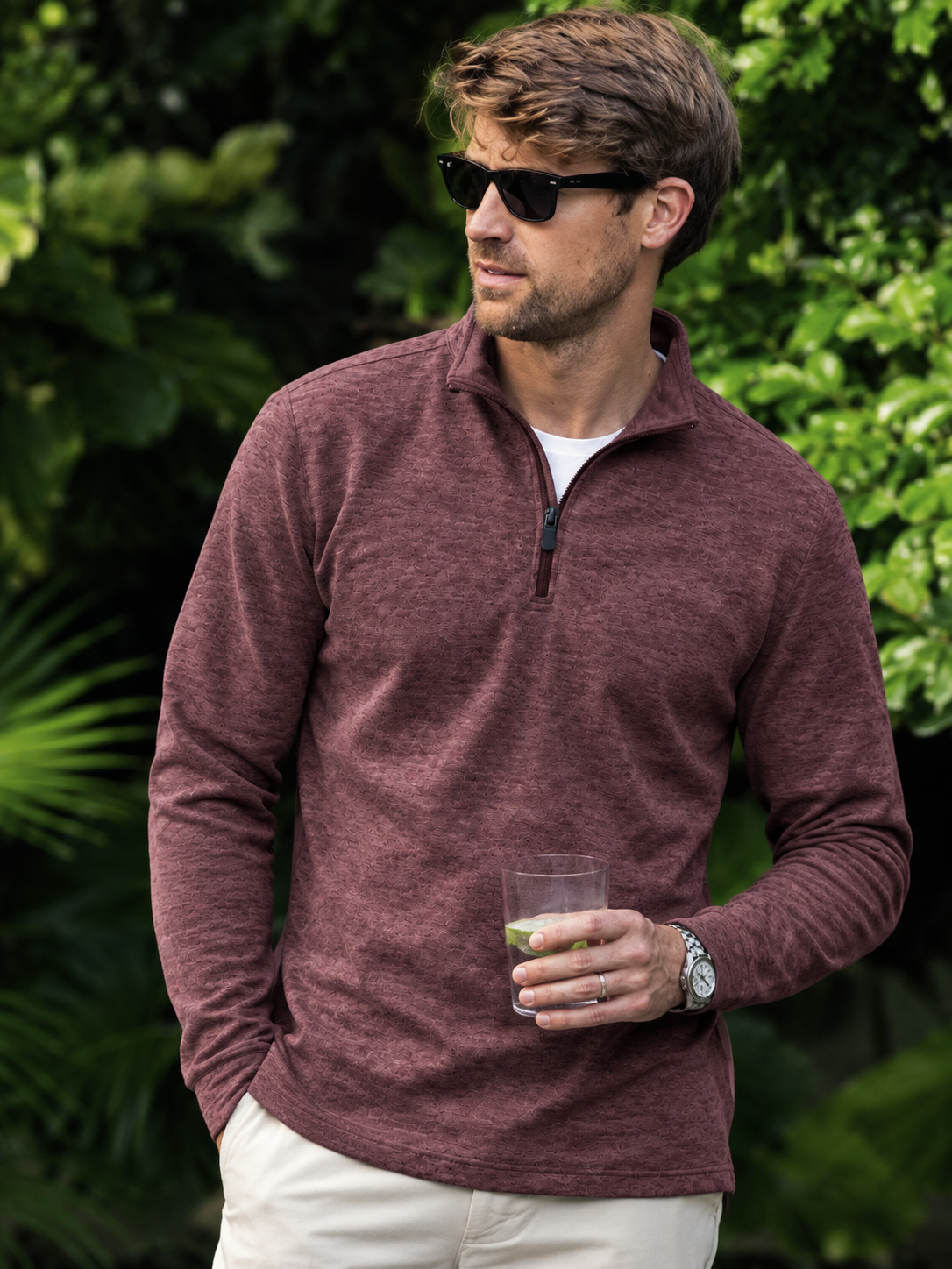 Wine Heather Golf Quarter-Zip Pullover