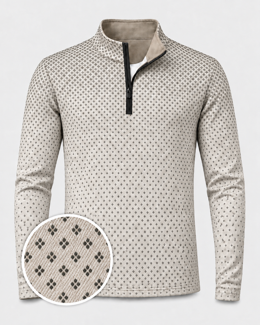 Ivory Fade Micro Pattern Quarter-Zip Pullover