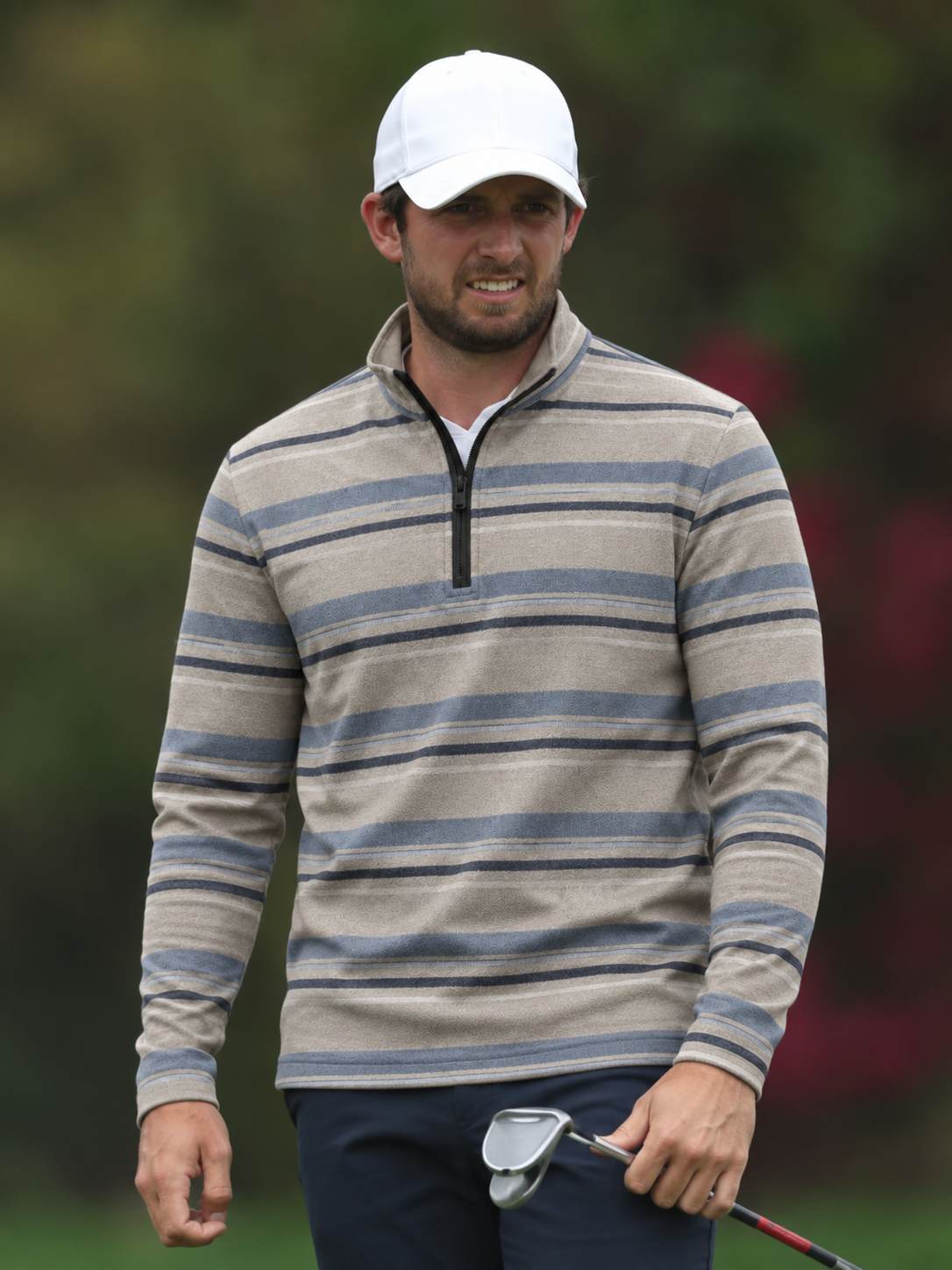 Sandstone Blue Stripe Performance Quarter-Zip Pullover