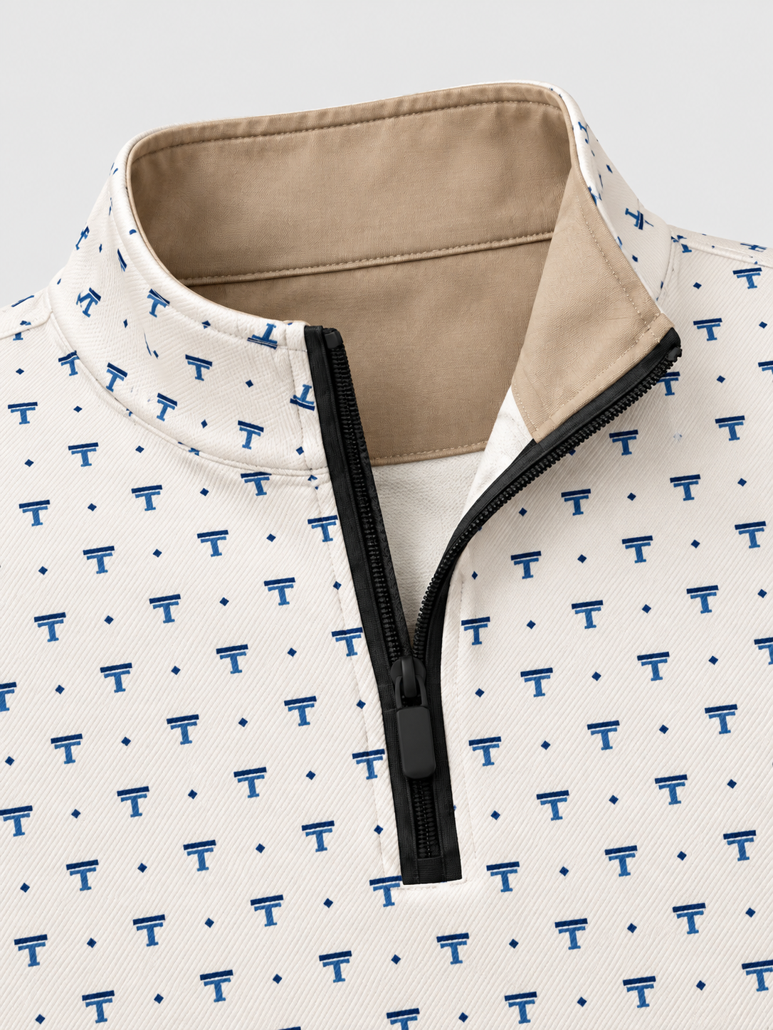 Ivory Micro Emblem Performance Quarter-Zip Pullover