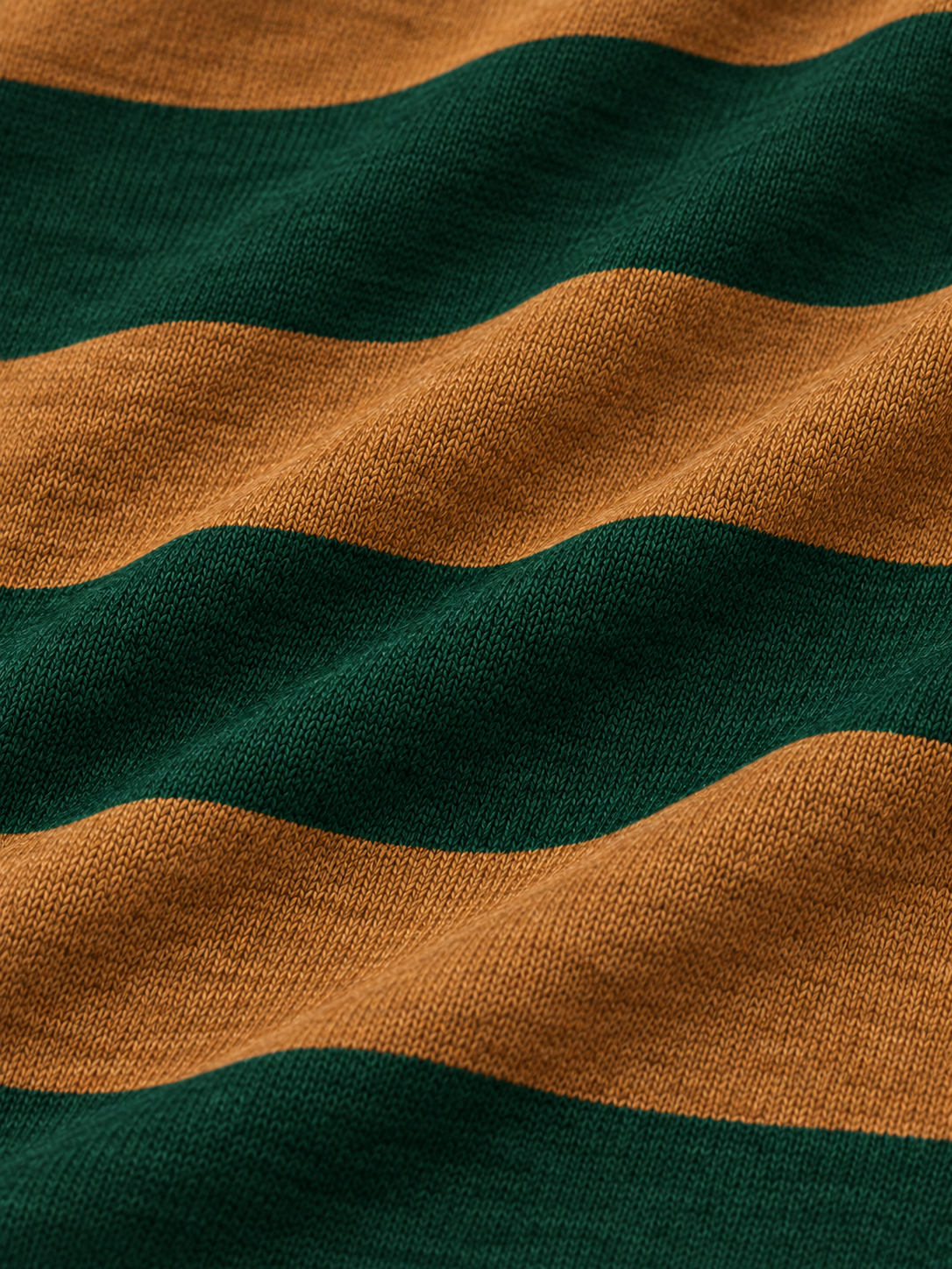 Pine Green and Mustard Rugby-Stripe Performance Golf Quarter-Zip Pullover